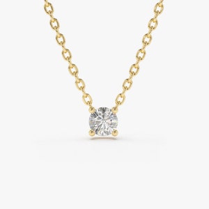 14k Gold Diamond Solitaire Necklace