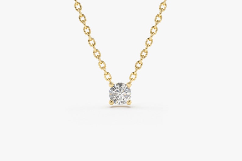 14k Gold Diamond Solitaire Necklace