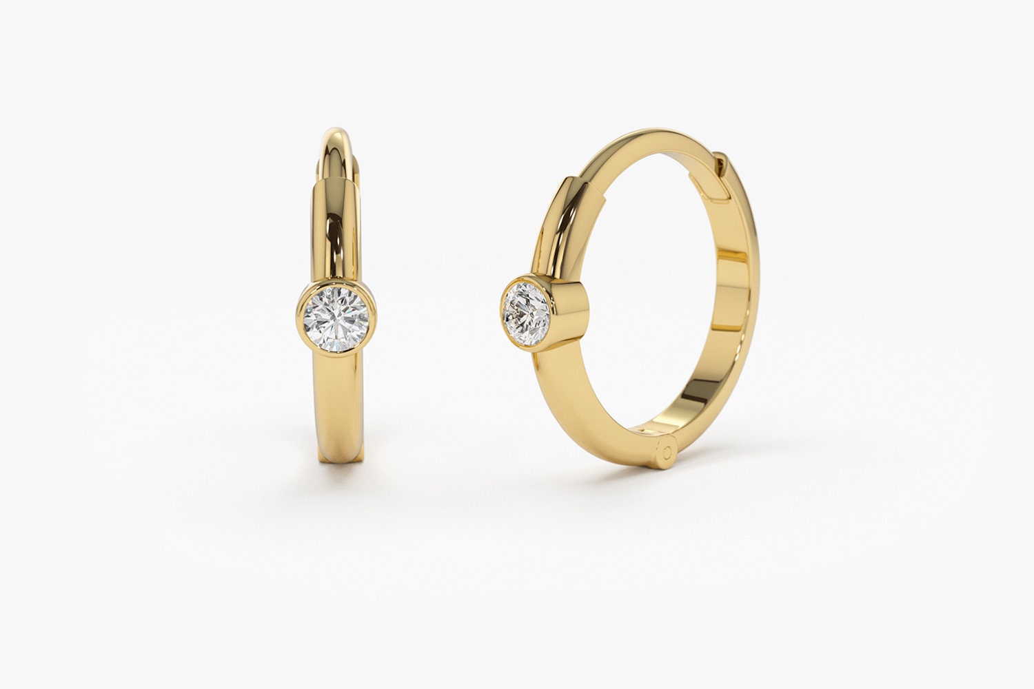Single diamond cheap hoop earrings