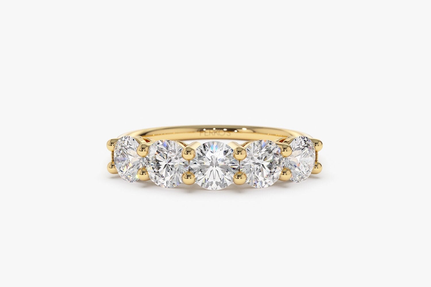 1ct Five Stone Natural Round Diamond Wedding Anniversary Ring 14K Gold / Women's Diamond Wedding Ring by Ferkos Fine Jewelry
