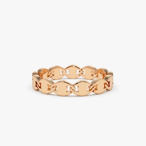 Gold Ring / 14k Solid Gold Stacking Ring / Chain Link Ring / Unique ...