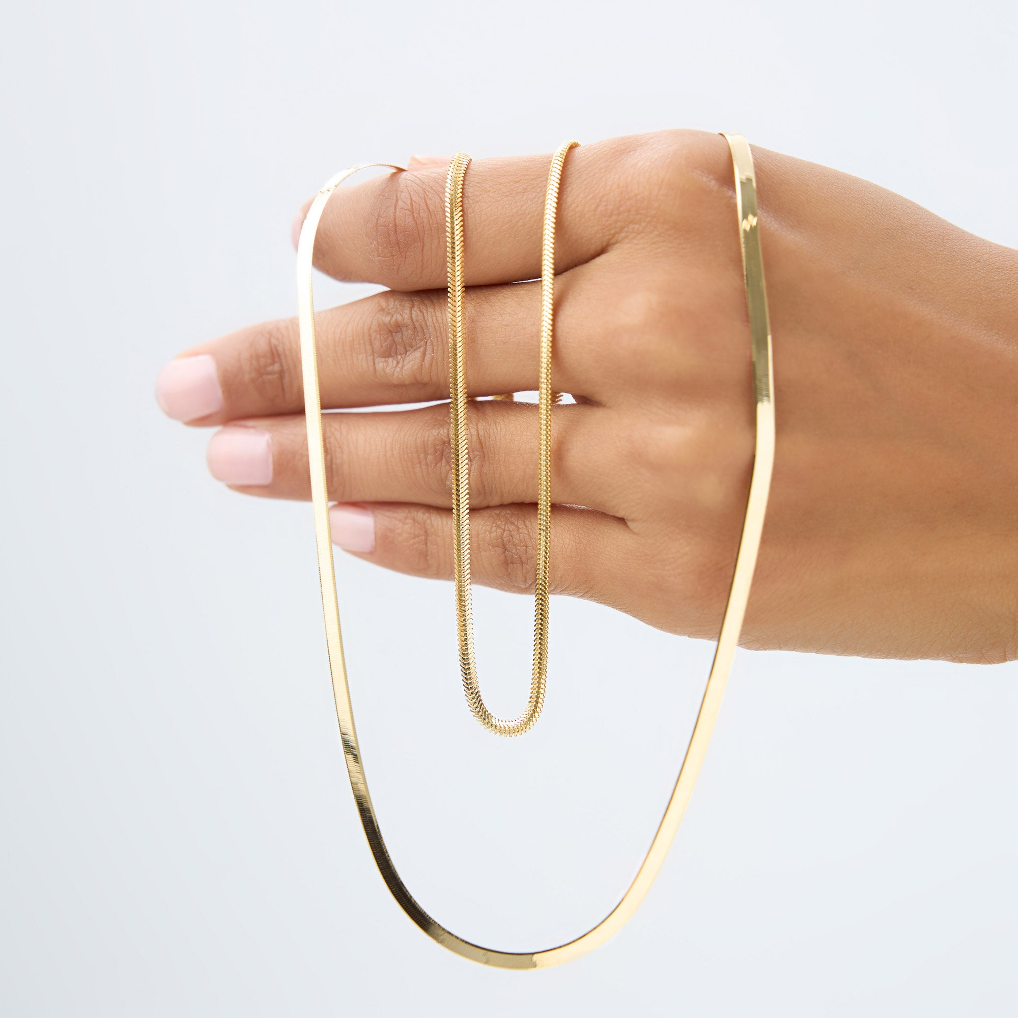 Collana con catena a serpente placcata in oro 14 carati