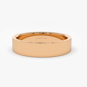 14k Rose Men and Women Flat Wedding Band