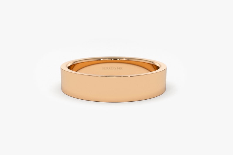 14k Rose Men and Women Flat Wedding Band