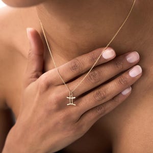 Minimalist Gemini Necklace, Horoscope Birthday Gift by Ferkos