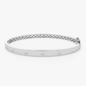 14K Solid White Gold Round Diamond Bracelet,