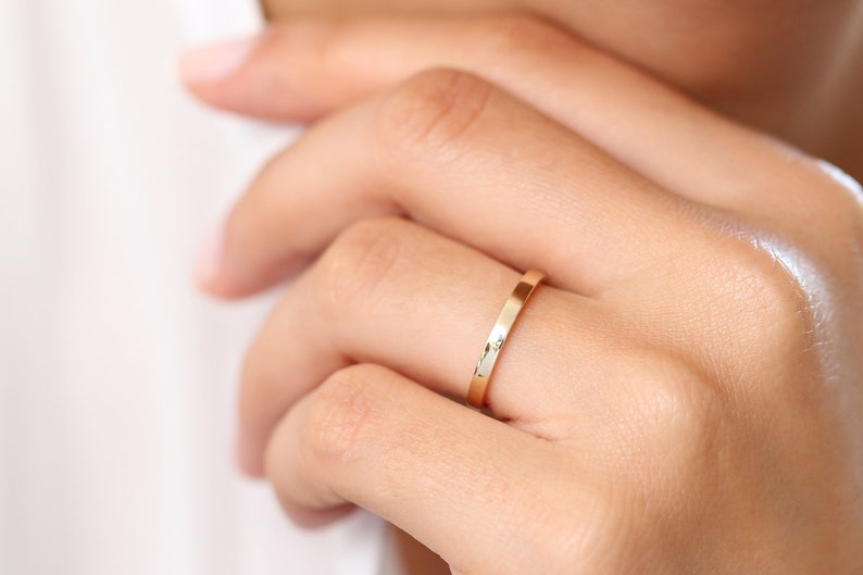 14k Flat wedding band 2MM Gold wedding band 14k Plain solid Gold Band Men and Women wedding band by Ferko/'s Fine Jewelry
