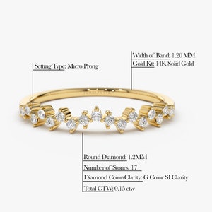 14k Half Eternity Diamond Wedding Band Measurements