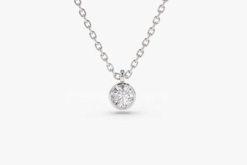 14k White Gold Dangling Diamond Necklace