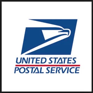 May include: The official logo of the United States Postal Service, featuring a blue rectangle with a white eagle and the text "UNITED STATES POSTAL SERVICE" in white.