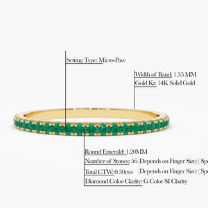 Micro Pave Emerald Eternity Band 14k Gold Measurements