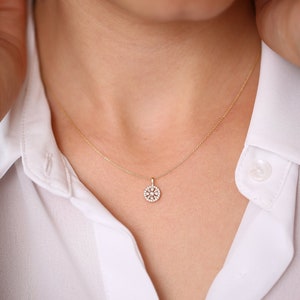 Baguette Diamond / Baguette and Round Diamond Charm Necklace in 14k Gold