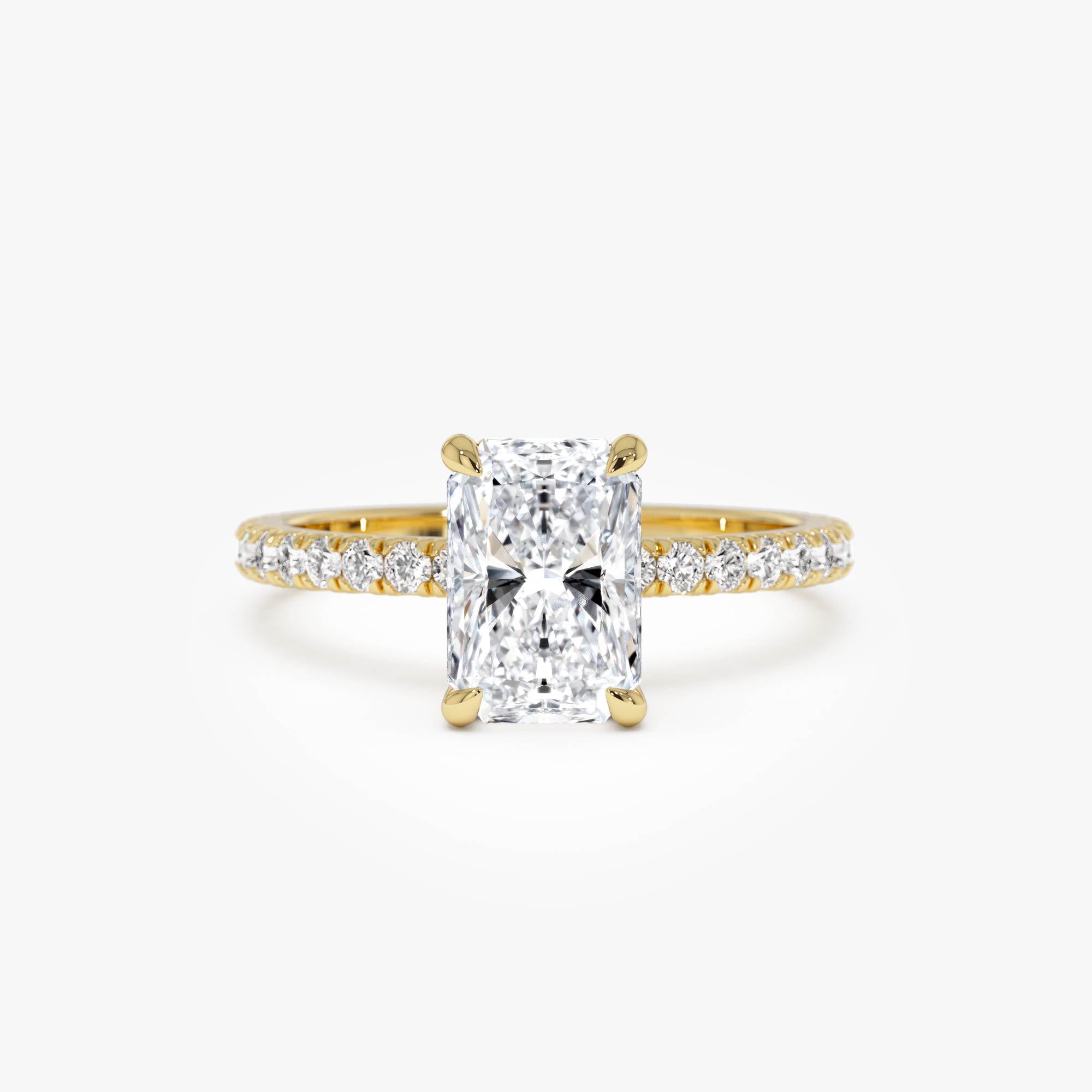 2ct Radiant Cut Lab Grown Diamond Engagement Ring, 14k Gold Pavé and ...