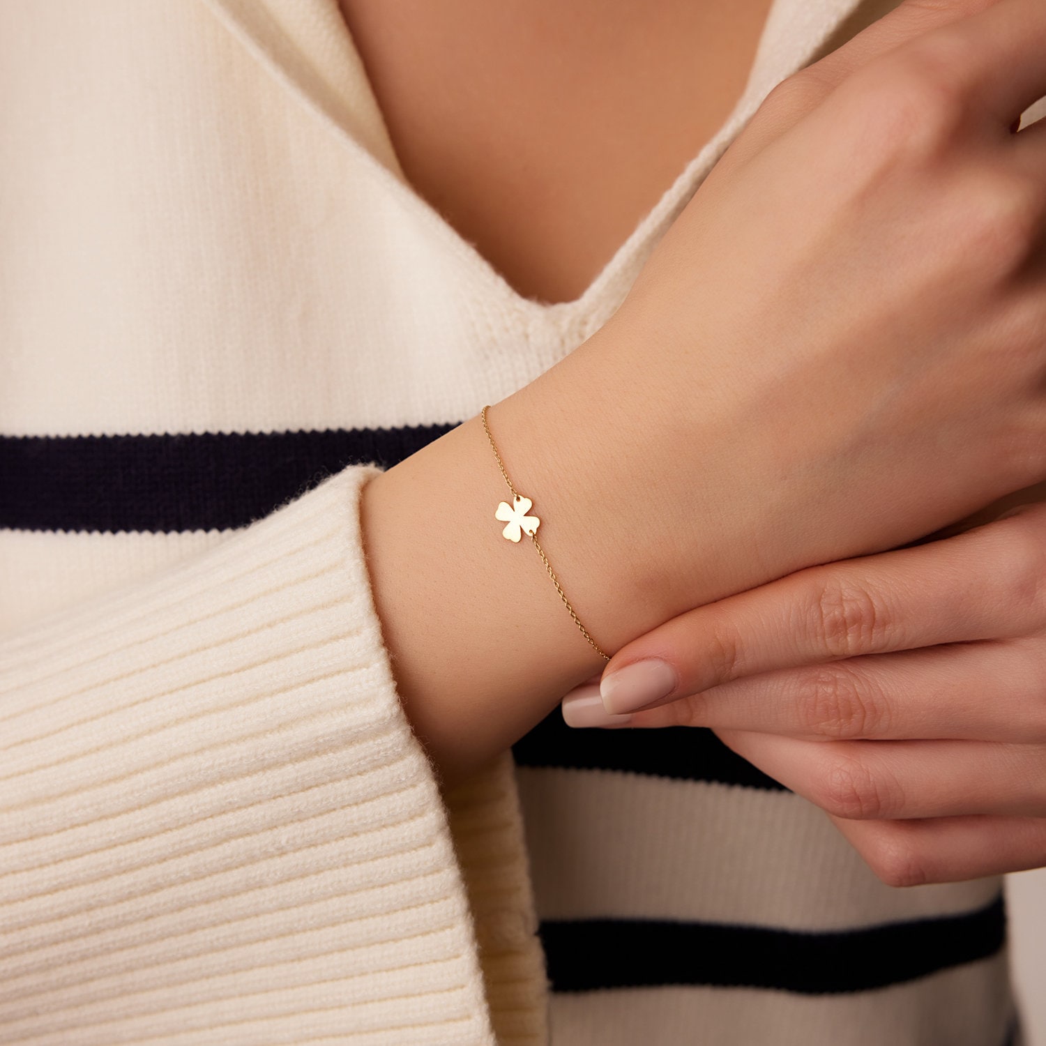 Designer White Pearl Clover Bracelet | Alexandra Marks Jewelry Silver