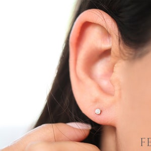 Diamond Earrings / 14k Gold Diamond Stud Earrings / Prong Setting Diamond Studs / Genuine Diamond Stud Earrings by Ferko's Fine Jewelry