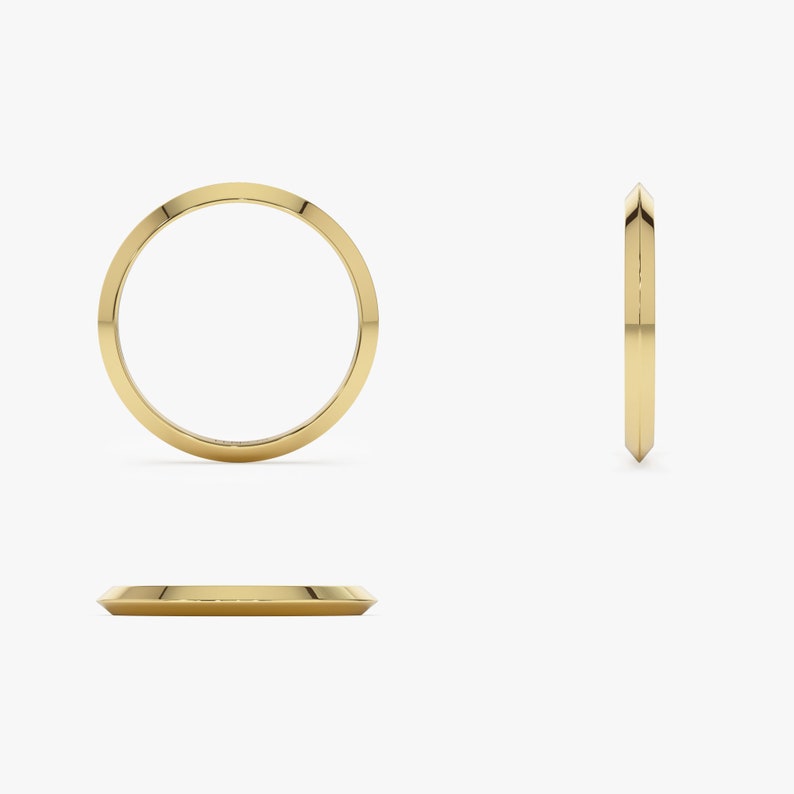 14K Gold Knife Edge Wedding Ring All Angles