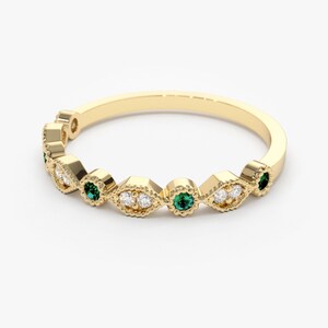 Stackable Emerald Diamond Ring Side View