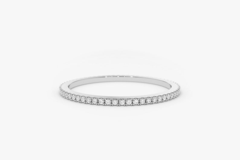 Micro Pave Diamond Eternity Band in 14k White Gold