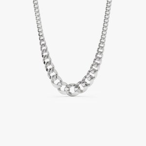 14K White Gold Bold Curb Necklace