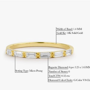 Baguette Diamond Wedding Band / 14k Gold Half Eternity Baguette Diamond ...