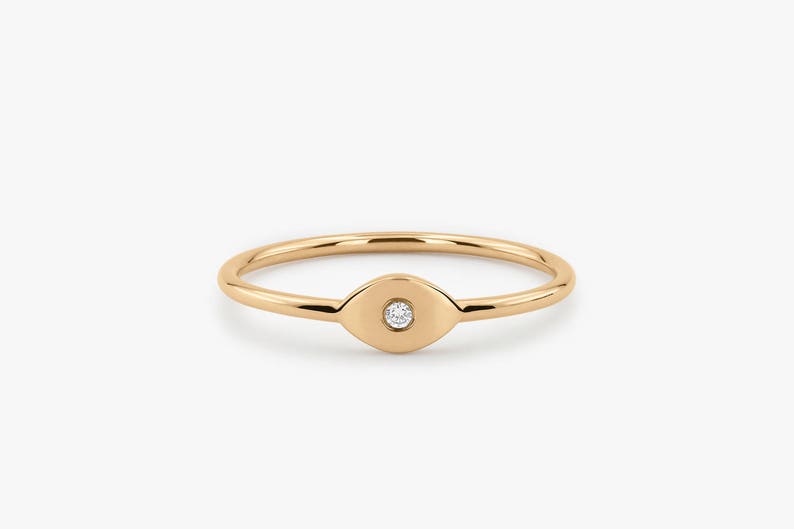 Evil Eye Diamond Ring in 14k Rose Gold