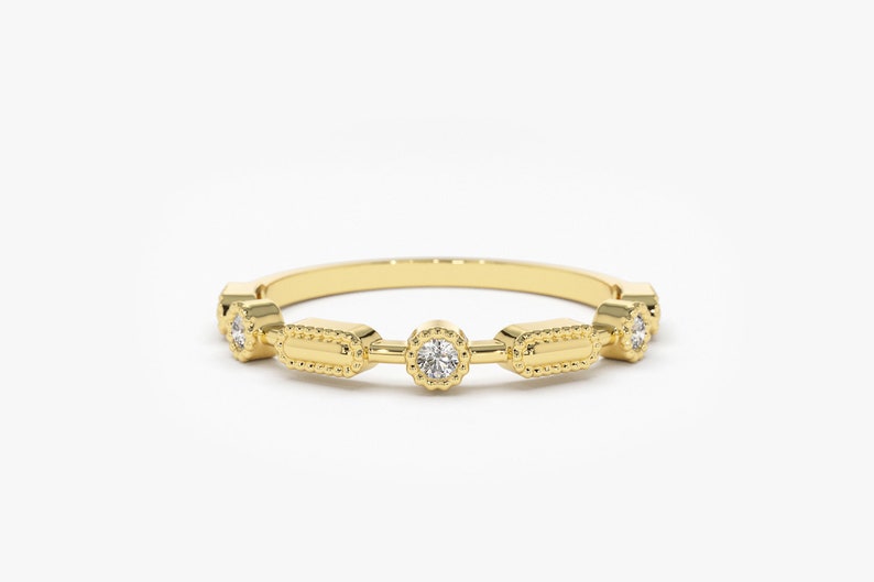 14K Stackable Diamond Wedding Ring