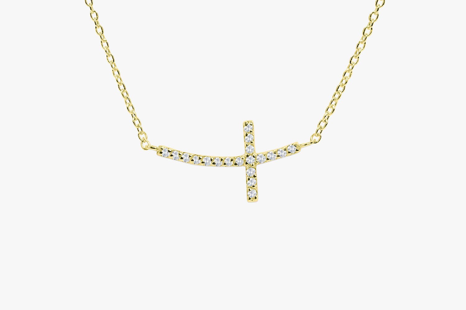 Diamond Cross Necklace / Sideways 