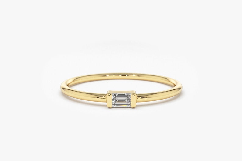 14k Gold Baguette Diamond Engagement Ring