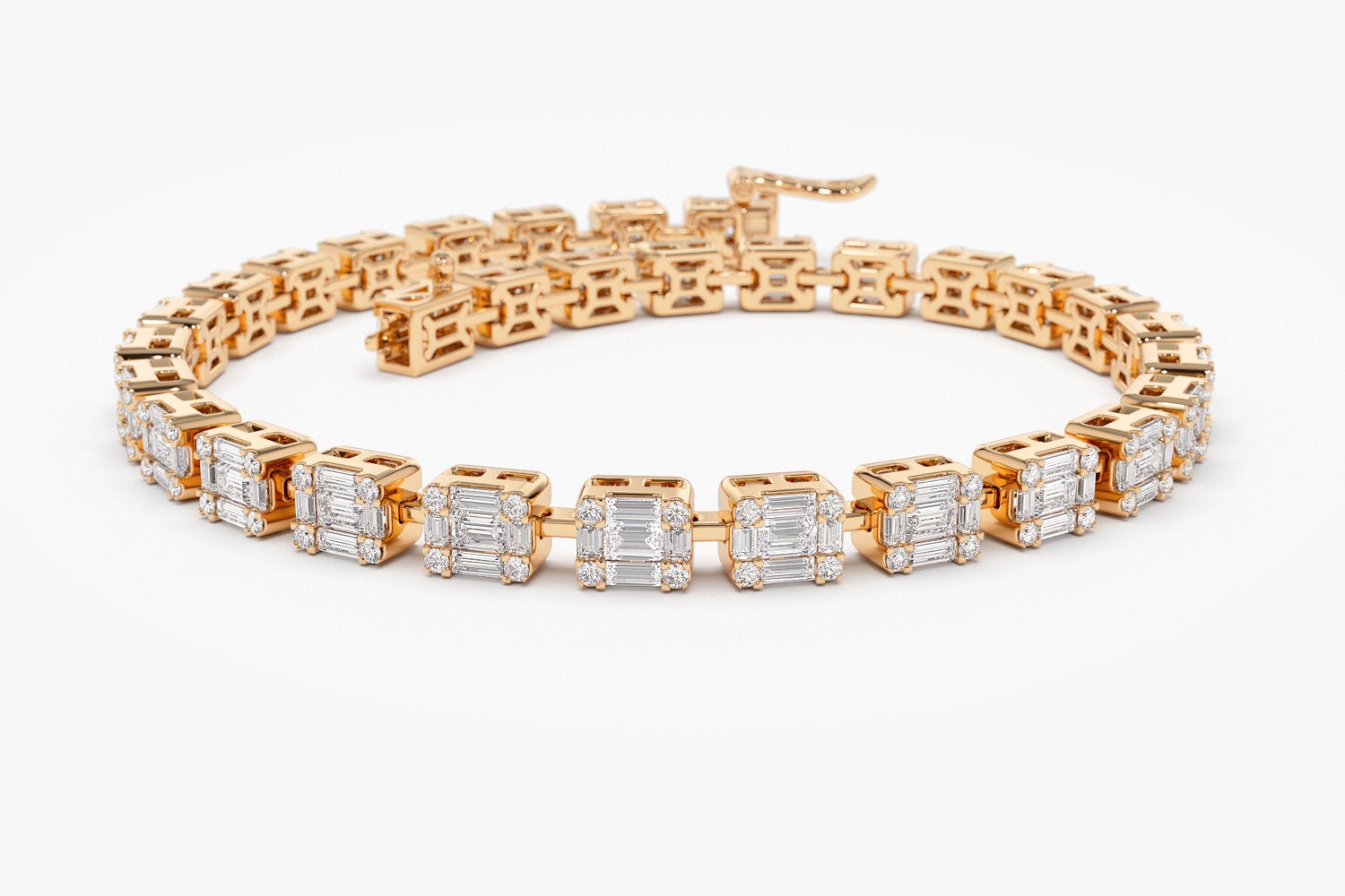 18k White Gold 2ct Baguette & Round Diamond Tennis Bracelet - Jewels in  Paradise