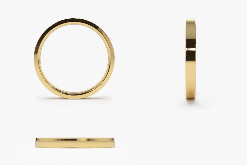 14k Flat wedding band 2MM Gold wedding band 14k Plain solid Gold Band Men and Women wedding band by Ferko/'s Fine Jewelry
