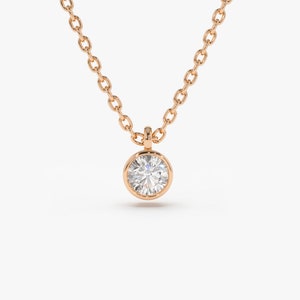 14k Rose Gold Dangling Diamond Necklace