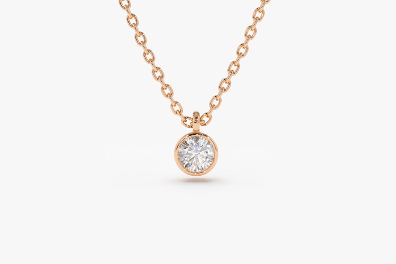 14k Rose Gold Dangling Diamond Necklace