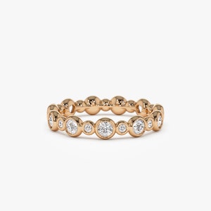 14k Solid Rose Gold Full Eternity Diamond Wedding Ring