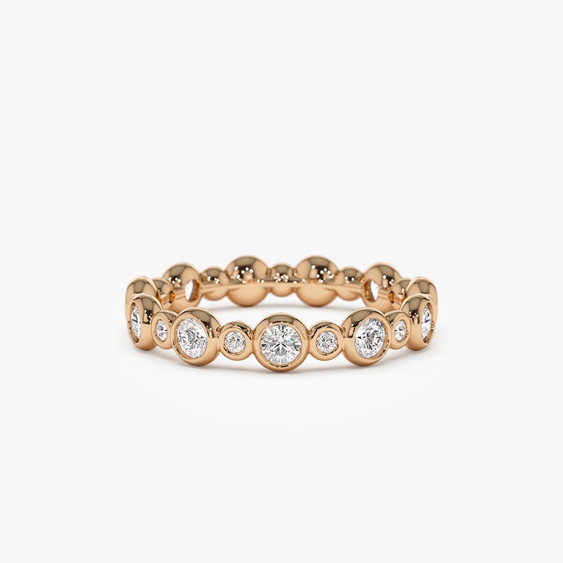 14k Solid Rose Gold Full Eternity Diamond Wedding Ring