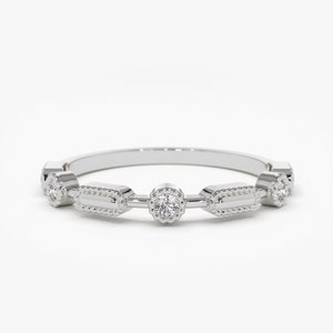 14K White Gold Stackable Diamond Wedding Ring