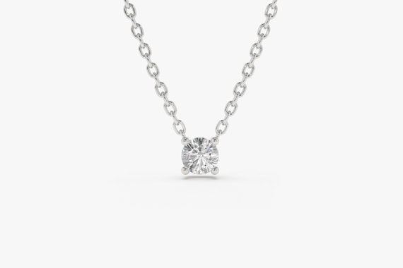 14k Gold Diamond Solitaire Necklace 14k Gold Layered Diamond Necklace Dainty Diamond Necklace Diamond Prong Necklace Bridal Set