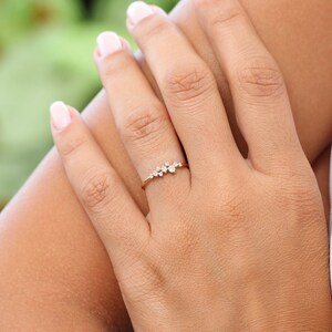 Rose Gold Diamond Ring / Diamond Cluster Ring in Rose Gold / Dainty Diamond Ring