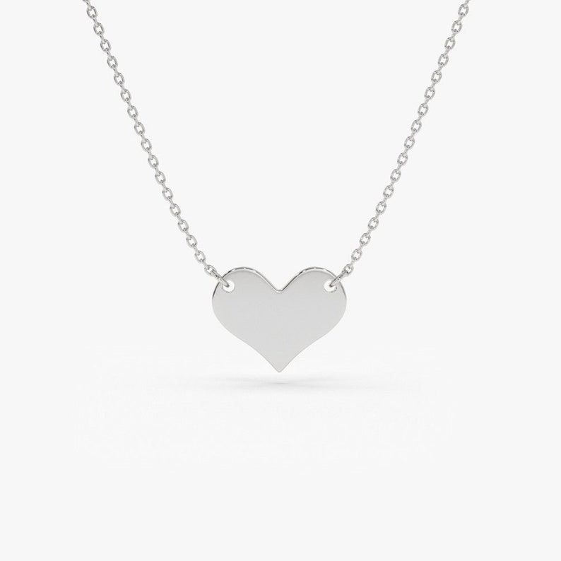 14k White Gold Heart Necklace