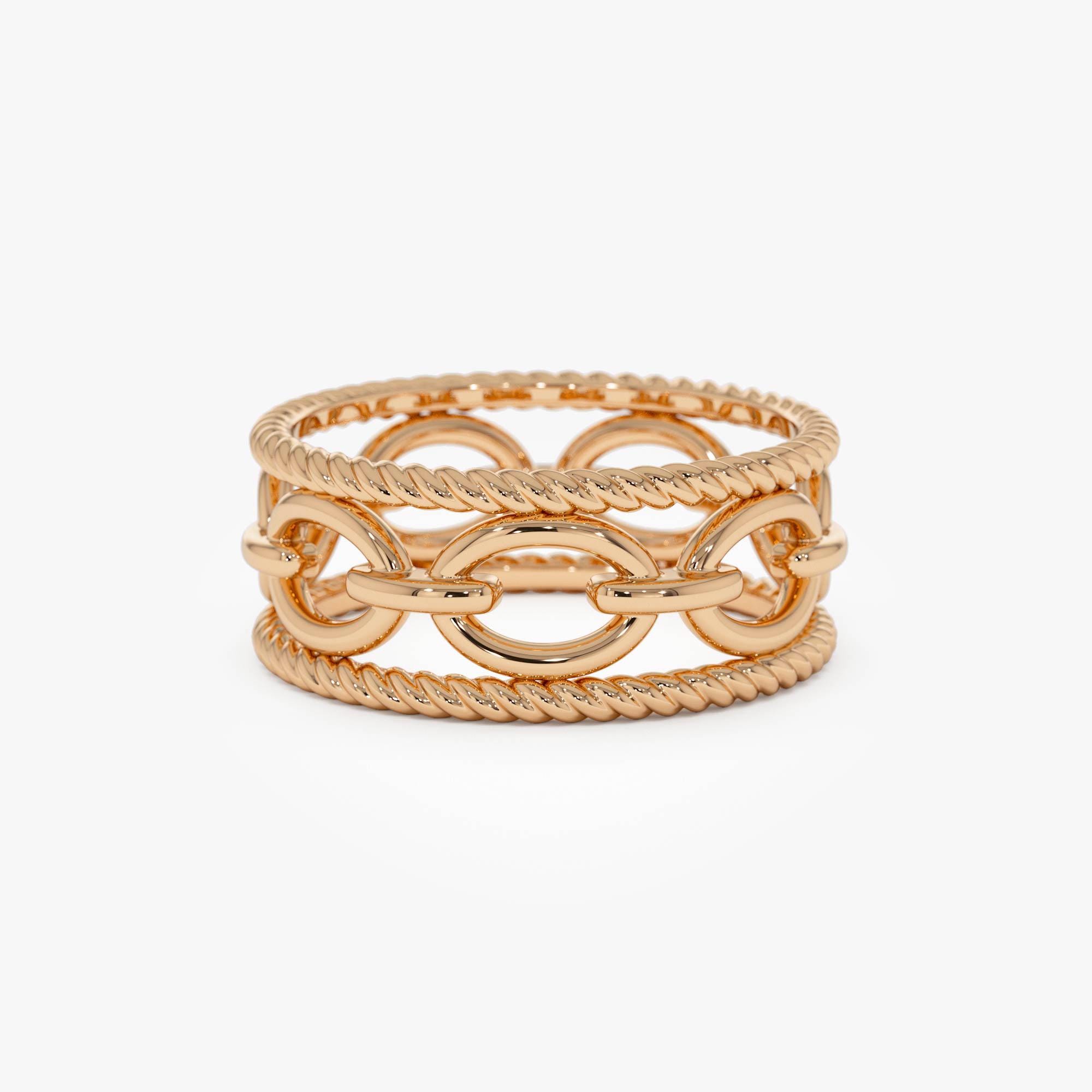 Unique Gold Ring, 14k Gold Rope Chain Link Ring, Unique Statement Band ...