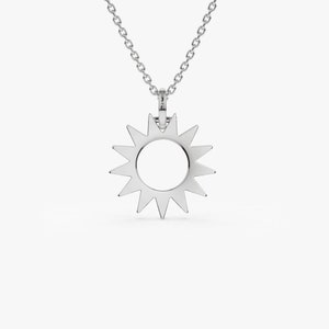 14k White Gold Sun Pendant Necklace