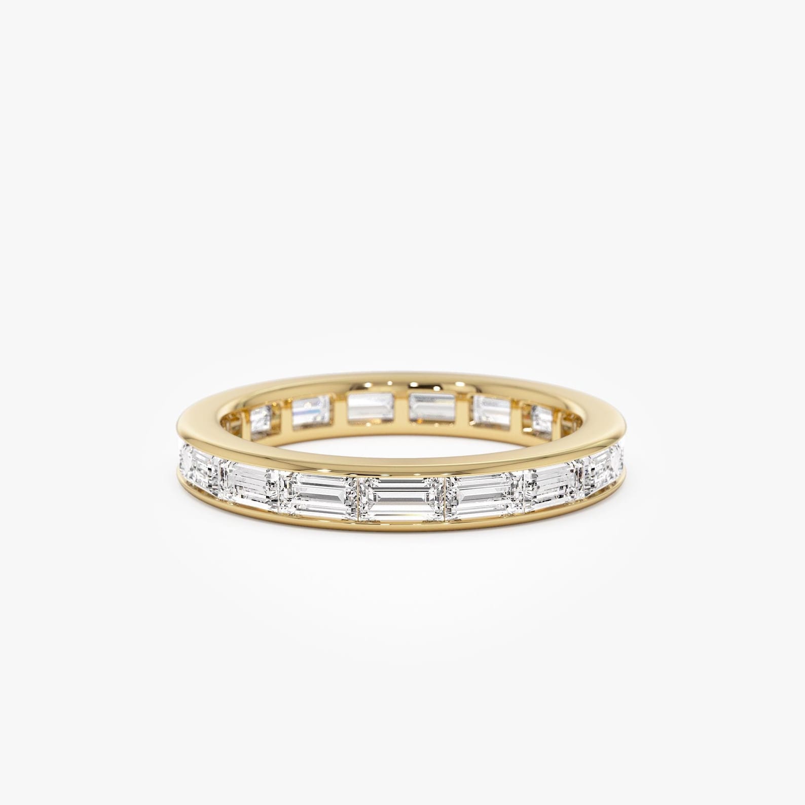 14K Solid Gold Full Eternity Lab Grown Baguette Diamond Anniversary ...