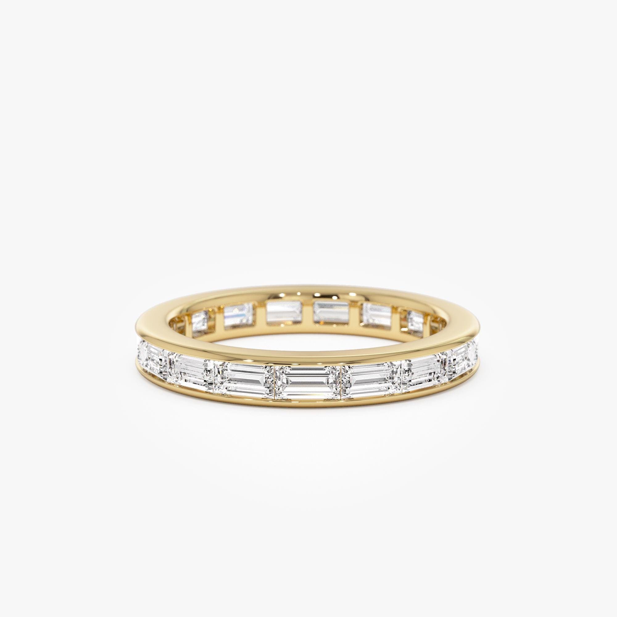 14K Solid Gold Full Eternity Lab Grown Baguette Diamond Anniversary ...