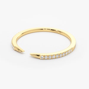 14k Gold Pave Diamond Open Cuff Claw Diamond Ring