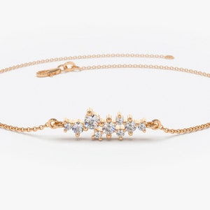 Cluster Armband in 585 Gold / Diamant Cluster Armband / Einzigartiges Diamant Armband / Diamant Armband / Geschenk für Sie 14k Rose Gold