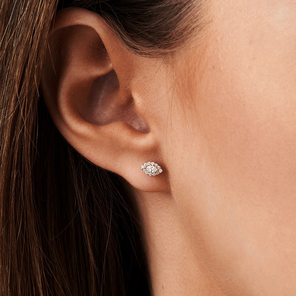 Diamond Marquise Open Circle Earrings main image 0