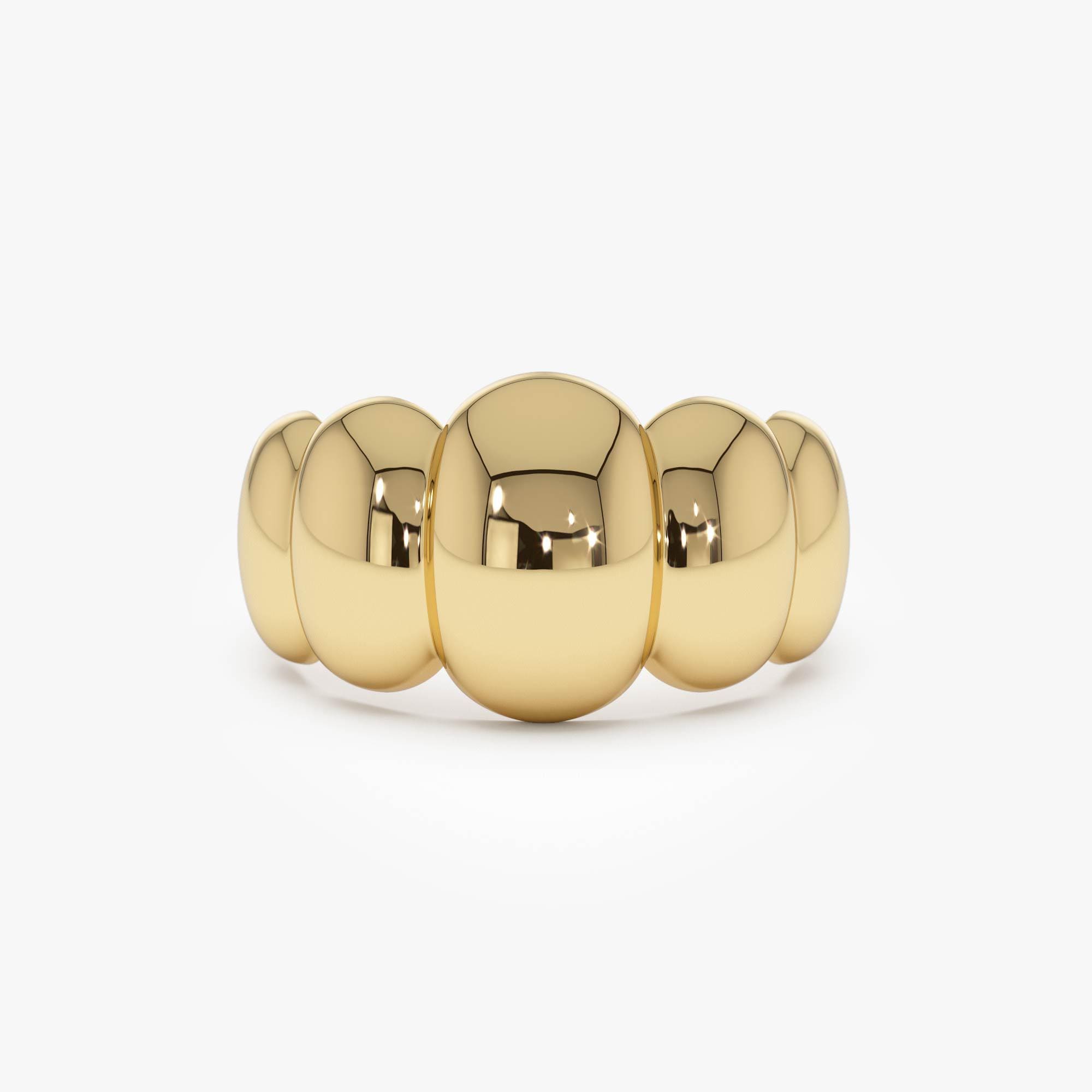Gold Statement Ring, 14k Bubble Dome Ring, Bold Polished Dome Band, Chunky Gold Ring, Modern Everyday Jewelry for Women Ferkos Fine Jewelry