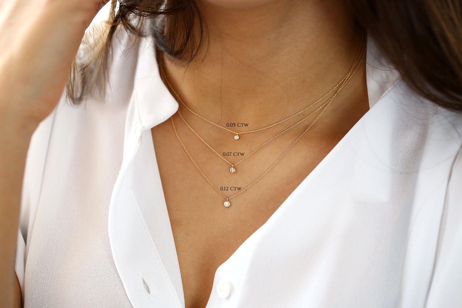 Crown Bezel Diamond Necklace– GRACE LEE