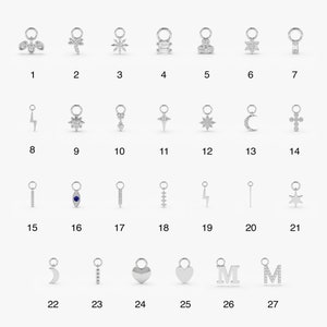 Diamond Gold Earring Charms, 14k White Gold Dangly Handmade Charms