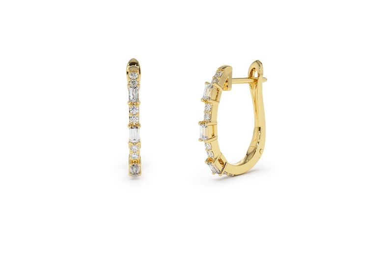 baguette diamond earrings gold
