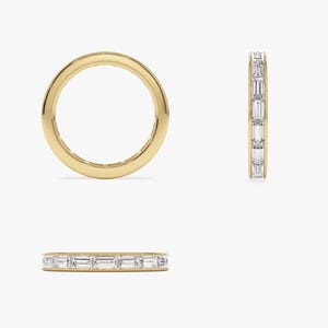 14K Solid Gold Full Eternity Lab Grown Baguette Diamond Anniversary ...